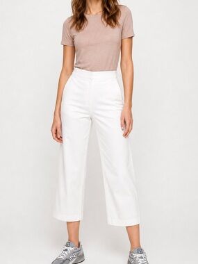 Aritzia Babaton Walsh Pant White Wide Leg Cropped Trouser Size 8 NWT 💚